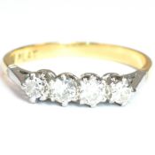 18CT GOLD & PLATINUM DIAMOND FOUR STONE RING