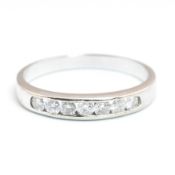 HALLMARKED 9CT WHITE GOLD & DIAMOND HALF ETERNITY RING
