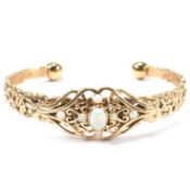 HALLMARKED 9CT GOLD & OPAL TORQUE BANGLE