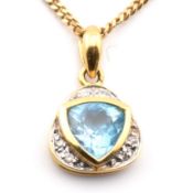 18CT GOLD DIAMOND & TOPAZ PENDANT NECKLACE