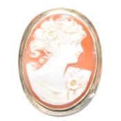 ITALIAN HALLMARKED 9CT GOLD SHELL CAMEO BROOCH PIN
