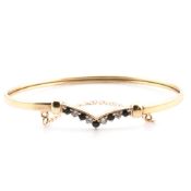 HALLMARKED 9CT GOLD CZ & SAPPHIRE WISHBONE BANGLE