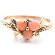 HALLMARKED 9CT GOLD & CORAL RING