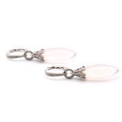 PAIR OF 18CT WHITE GOLD ROSE QUARTZ & DIAMOND PENDANT EARRINGS