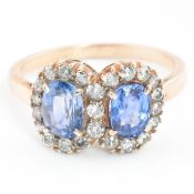 ROSE GOLD SAPPHIRE & DIAMOND DOUBLE CLUSTER RING