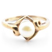 HALLMARKED 9CT GOLD & PEARL RING