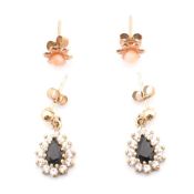 TWO PAIRS OF HALLMARKED 9CT GOLD & GEM SET EARRINGS