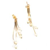 PAIR OF GOLD & PEARL PENDANT EARRINGS