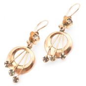 PAIR OF 14CT GOLD & GEM SET PENDANT EARRINGS