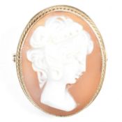 HALLMARKED 9CT GOLD SHELL CAMEO BROOCH PIN