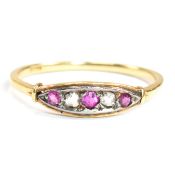 18CT GOLD RUBY & DIAMOND BOAT RING