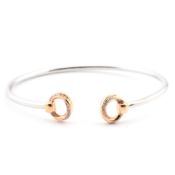 18CT TWO-TONE GOLD & DIAMOND TORQUE BANGLE