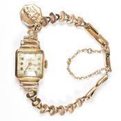 18CT GOLD UDAL LADIES WRISTWATCH WITH 9CT GOLD STRAP & CHARM