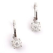 PAIR OF 18CT WHITE GOLD & DIAMOND CLUSTER HOOP EARRINGS