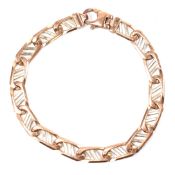 HALLMARKED 9CT GOLD TWO-TONE FANCY LINK CHAIN BRACELET