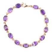 HALLMARKED 9CT GOLD & AMETHYST BRACELET