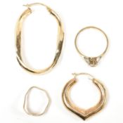 COLLECTION OF 9CT JEWELLERY & 14CT HOOP EARRING AF