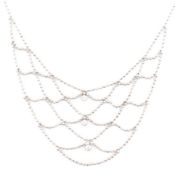 HALLMARKED 9CT WHITE GOLD & WHITE STONE BIB NECKLACE