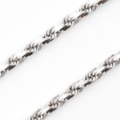 HALLMARKED ITALIAN 18CT WHITE GOLD TWISTED LINK CHAIN NECKLACE