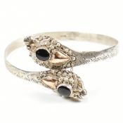 SILVER SNAKE CROSSOVER OPEN CUFF BANGLE