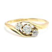 EDWARDIAN HALLMARKED 18CT GOLD & DIAMOND THREE STONE RING