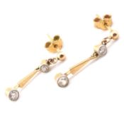PAIR OF 15CT GOLD & DIAMOND PENDANT EARRINGS