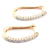 HALLMARKED 9CT GOLD & DIAMOND CURVED HOOP EARRINGS AF