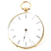 FRENCH YELLOW METAL OPEN FACE 8 JEWEL POCKET WATCH AF