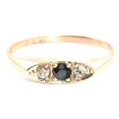 10CT GOLD SAPPHIRE & DIAMOND BOAT RING