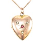 9CT GOLD BACK & FRONT HEART LOCKET PENDANT NECKLACE