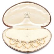 EDWARDIAN AQUAMARINE RUBY & PEARL FRINGE NECKLACE