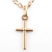 HALLMARKED 9CT GOLD CURB LINK CHAIN NECKLACE & CROSS PENDANT