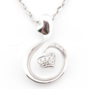 ITALIAN 18CT WHITE GOLD & DIAMOND PENDANT NECKLACE