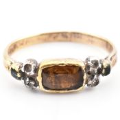 19TH CENTURY GOLD & SILVER GEM SET RING
