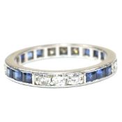 WHITE GOLD & PLATINUM DIAMOND & SAPPHIRE ETERNITY RING
