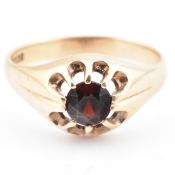 HALLMARKED 9CT GOLD & RED STONE SIGNET RING