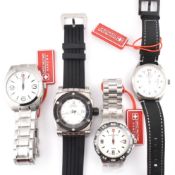 FOUR SWISS MILITARY GENTLEMAN'S WRISTWATCHES BOXED