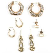 COLLECTION OF 9CT GOLD EARRINGS