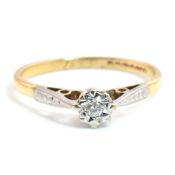 HALLMARKED 18CT GOLD & DIAMOND SOLITAIRE RING