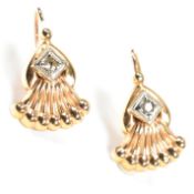 PAIR OF GOLD & GEM SET PENDANT EARRINGS