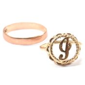 VICTORIAN HALLMARKED 9CT GOLD BAND RING & 14CT GOLD SIGNET RING