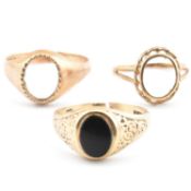 THREE HALLMARKED 9CT GOLD RINGS AF