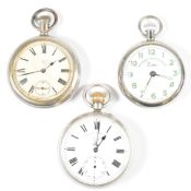 THREE OPEN FACED POCKET WATCHES