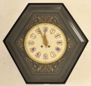 FRENCH EBONISED WOOD AND ENAMEL BOULLE WALL CLOCK