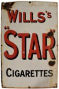 EARLY 20TH CENTURY WILLS STAR CIGARETTES ENAMEL SIGN