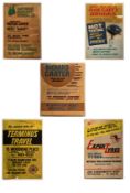 AUTOMOBILIA - FIVE CARDED ADVERTISING SHOP DISPLAY SIGNS