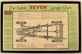 VINTAGE FRAMED AND GLAZED THE AUSTIN 'SEVEN' GARAGE CHART