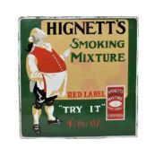 EARLY 20TH CENTURY HIGNETT'S SMOKING MIXTURE ENAMEL SIGN