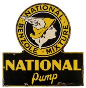 EARLY TO MID CENTURY NATIONAL BENZOLE PUMP ENAMEL SIGN