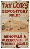 LARGE EARLY 20TH CENTURY TAYLOR'S DEPOSITORY ENAMEL SIGN